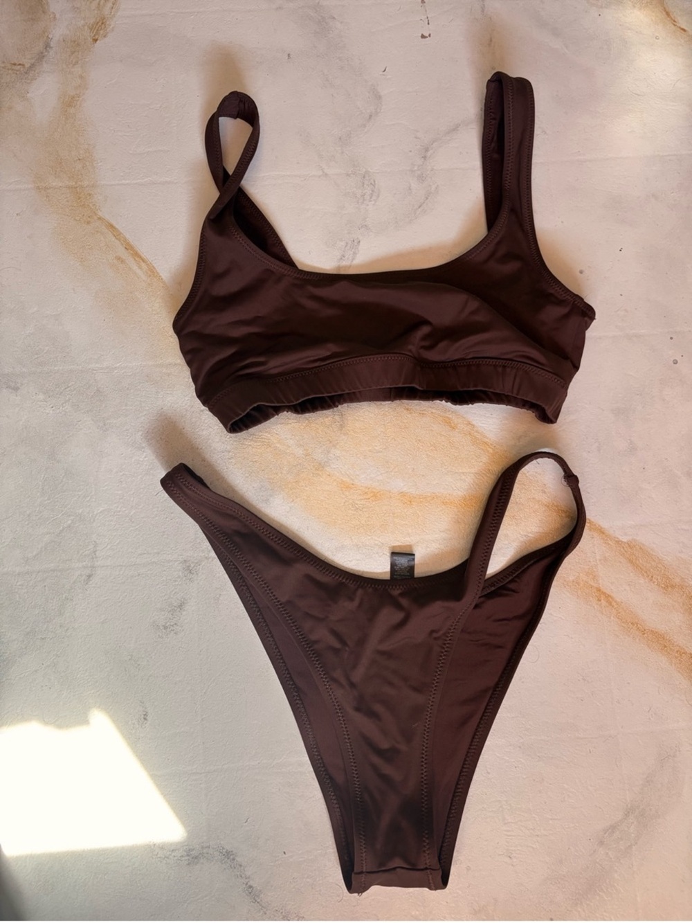 SKIMS Brown Three-Piece Bikini Set - Picture 5 of 9